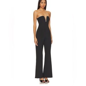 Good American Crystal Strapless Super Low V Cut Neckline Jumpsuit